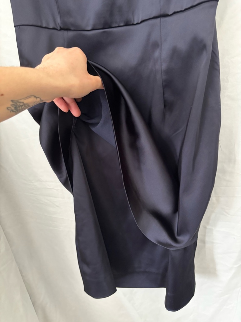 Taylor Navy Dress with Ruffled Applique - Picture 3 of 6